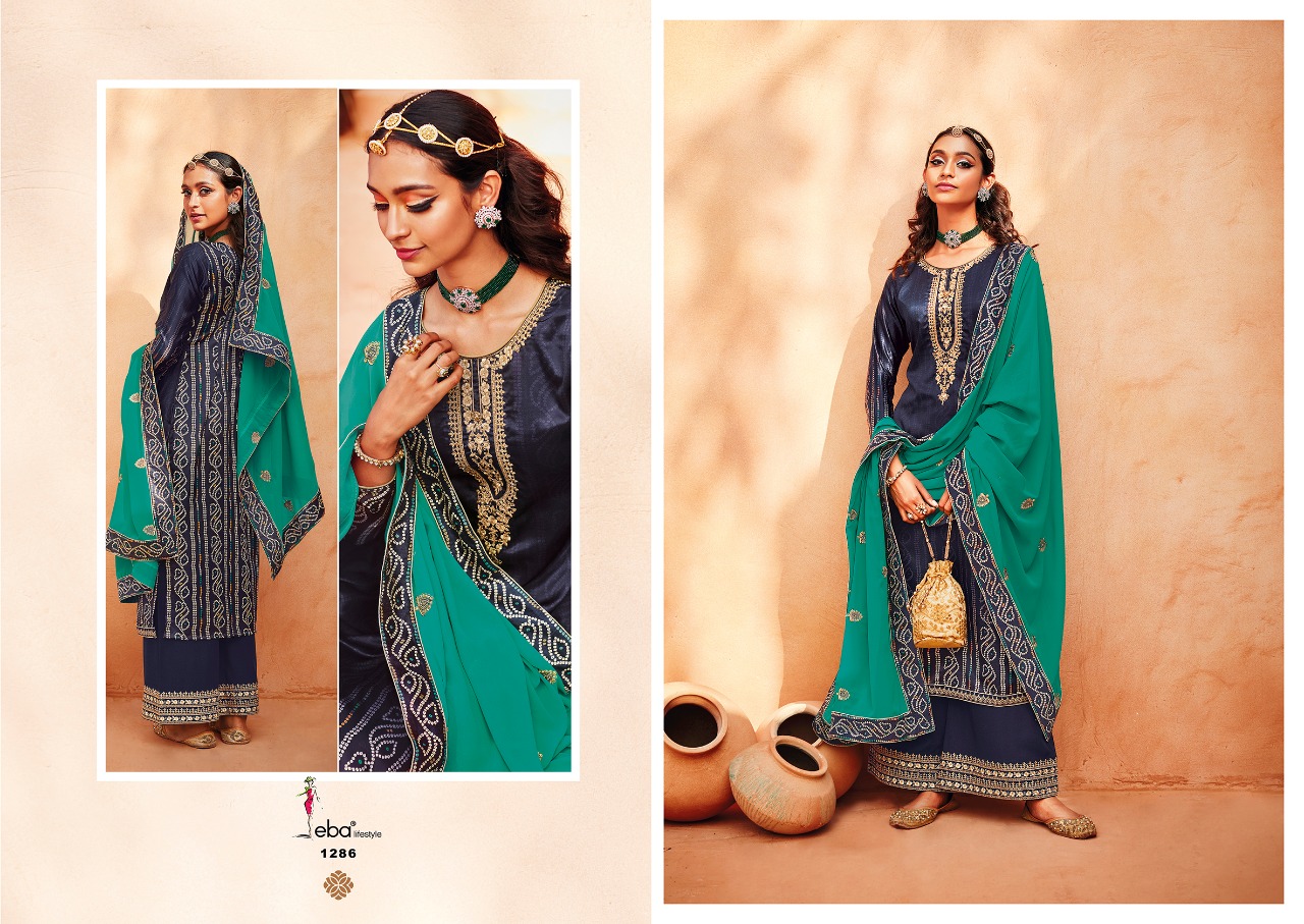 Eba Lifestyle Rang Bandhej Vol 2 Heavy Satin Digital Print With Embroidery Work Salwar Suits Wholesale Dealer Surat