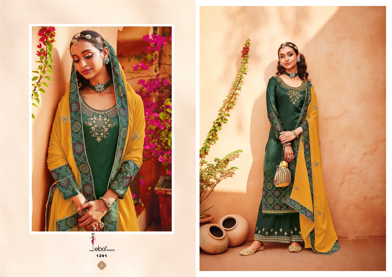 Eba Lifestyle Rang Bandhej Vol 2 Heavy Satin Digital Print With Embroidery Work Salwar Suits Wholesale Dealer Surat