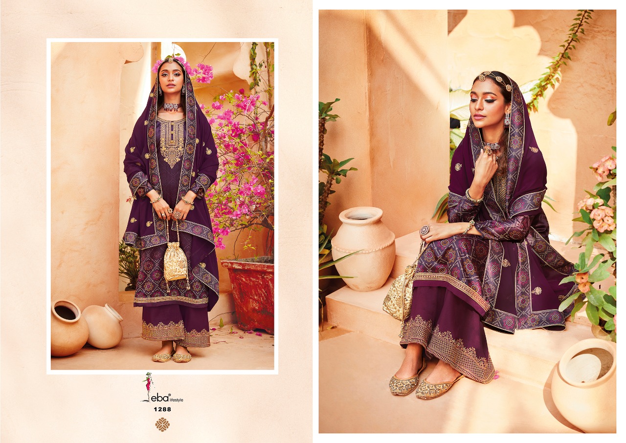 Eba Lifestyle Rang Bandhej Vol 2 Heavy Satin Digital Print With Embroidery Work Salwar Suits Wholesale Dealer Surat