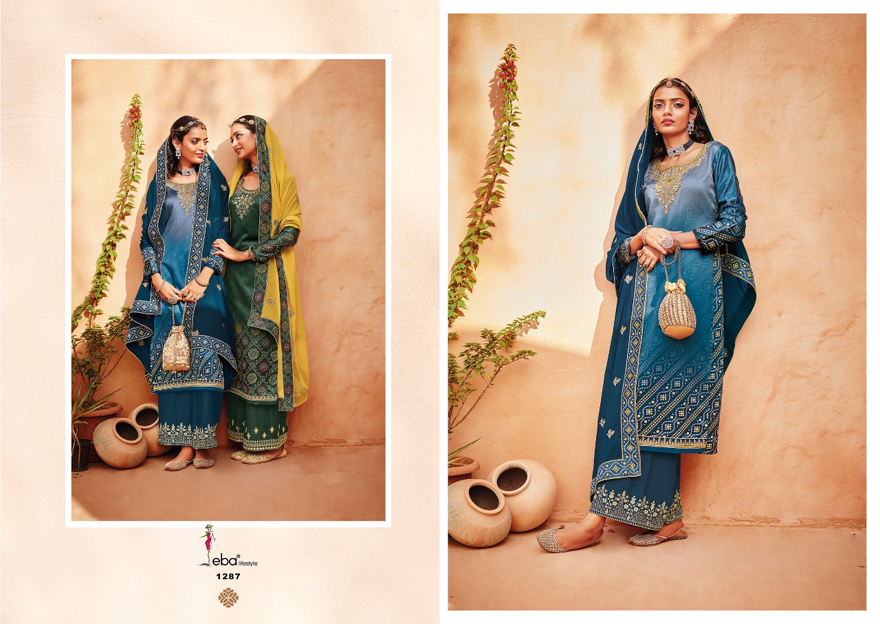 Eba Lifestyle Rang Bandhej Vol 2 Heavy Satin Digital Print With Embroidery Work Salwar Suits Wholesale Dealer Surat