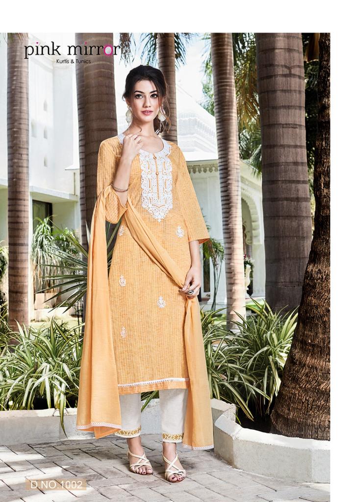 Pink Mirror Bloom Pure Viscose With Heavy Embroidery Work Long Straight Type Casual Wear Kurtis Wholesale Dealer Surat
