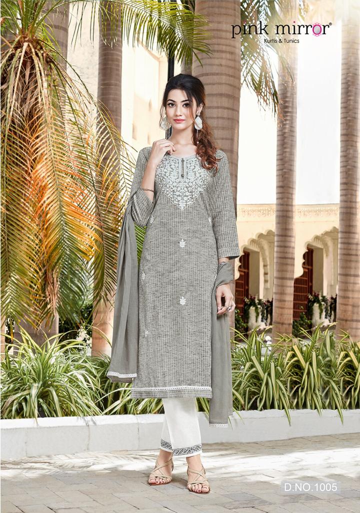 Pink Mirror Bloom Pure Viscose With Heavy Embroidery Work Long Straight Type Casual Wear Kurtis Wholesale Dealer Surat