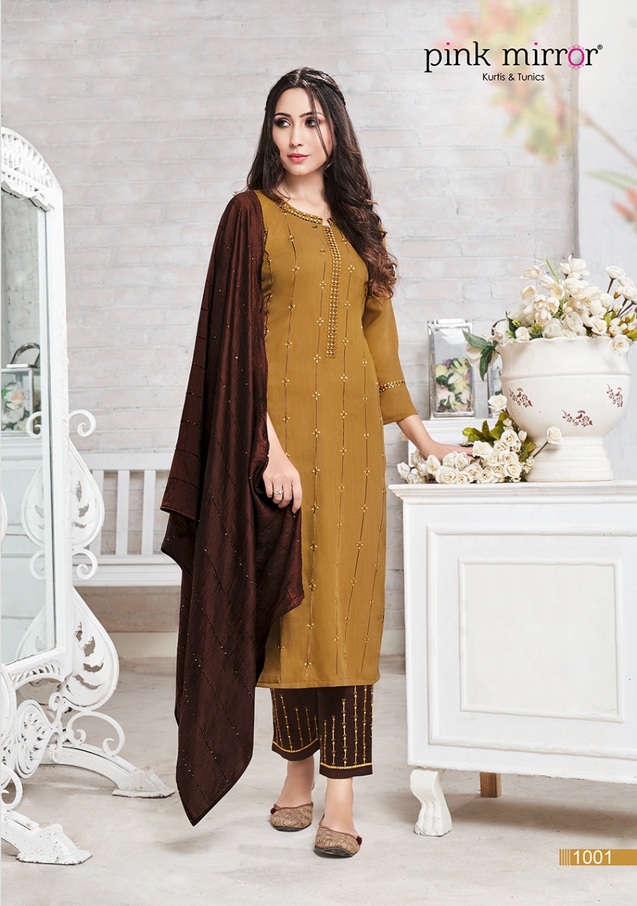 Pink Mirror Couture Viscose With Sequence Embroidery Work Ready Fancy Wear Kurti Wholesale Dealer Surat
