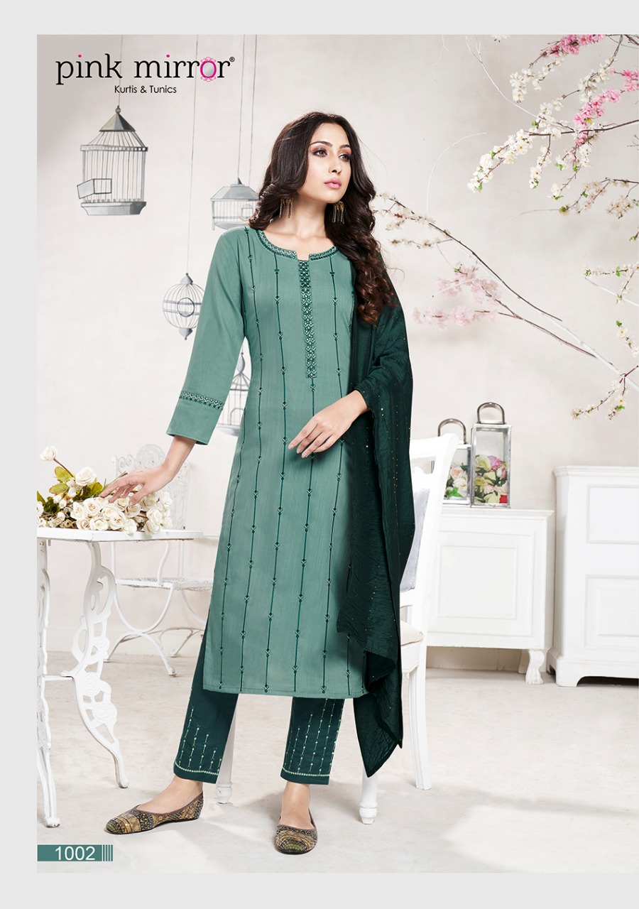 Pink Mirror Couture Viscose With Sequence Embroidery Work Ready Fancy Wear Kurti Wholesale Dealer Surat