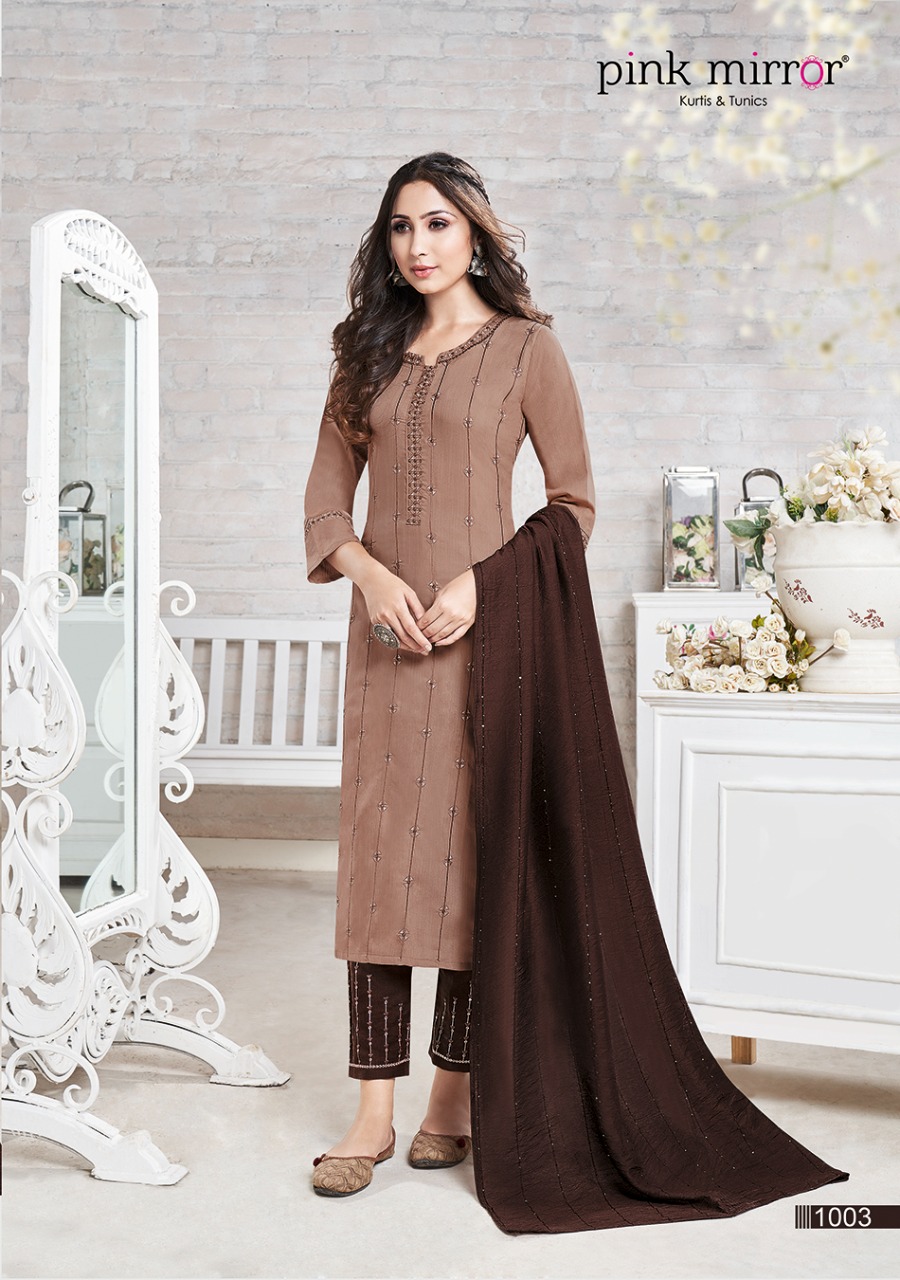 Pink Mirror Couture Viscose With Sequence Embroidery Work Ready Fancy Wear Kurti Wholesale Dealer Surat