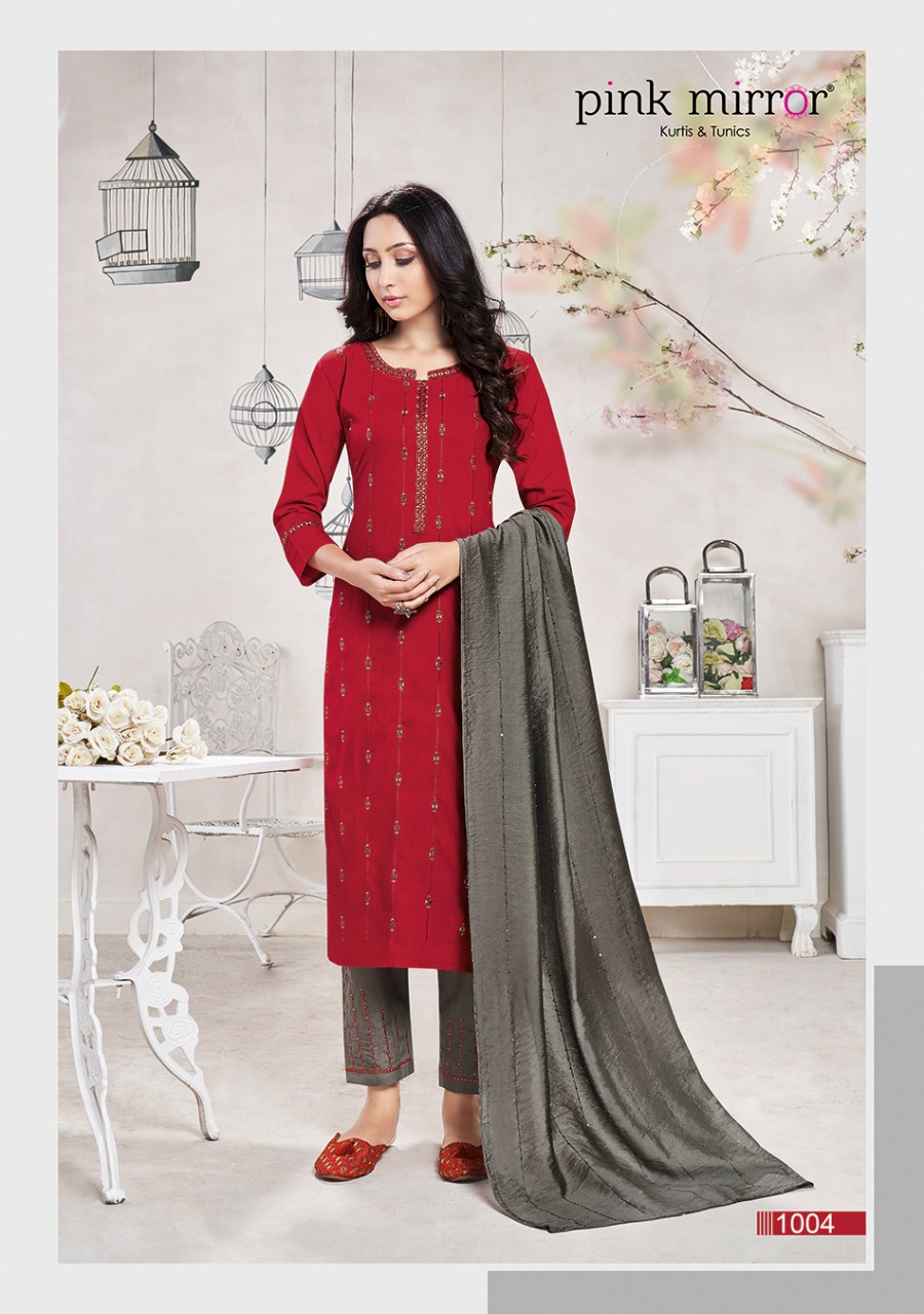 Pink Mirror Couture Viscose With Sequence Embroidery Work Ready Fancy Wear Kurti Wholesale Dealer Surat