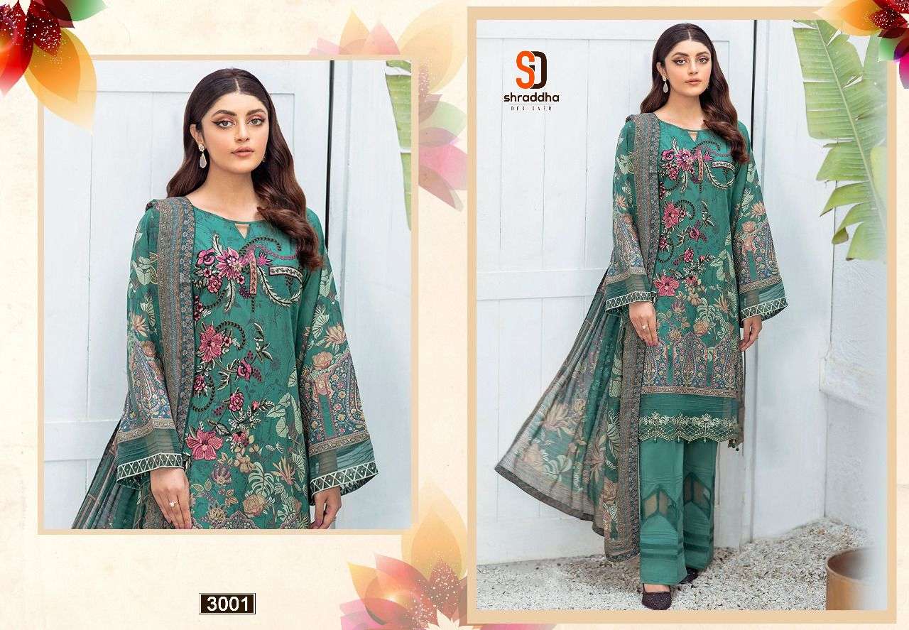 Shraddha Designer Marjjan Vol 3 Lawn Cotton Printed With Heavy Embroidery Dress Material Salwar Suit Wholesale Dealer Surat