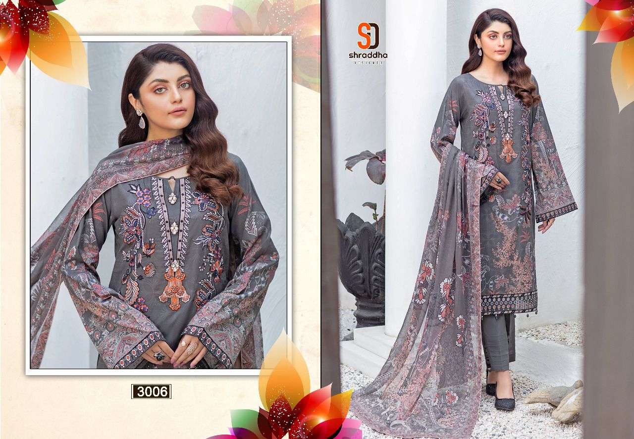 Shraddha Designer Marjjan Vol 3 Lawn Cotton Printed With Heavy Embroidery Dress Material Salwar Suit Wholesale Dealer Surat