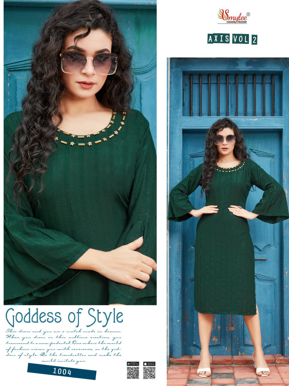 Smylee Fashion Axis Vol 2 Heavy Bombay Velvet Lining With Neck Work Readymade Casual Wear Kurti Wholesale Dealer Surat
