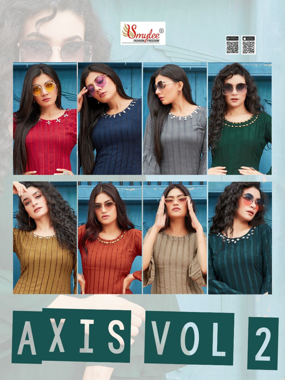 Smylee Fashion Axis Vol 2 Heavy Bombay Velvet Lining With Neck Work Readymade Casual Wear Kurti Wholesale Dealer Surat