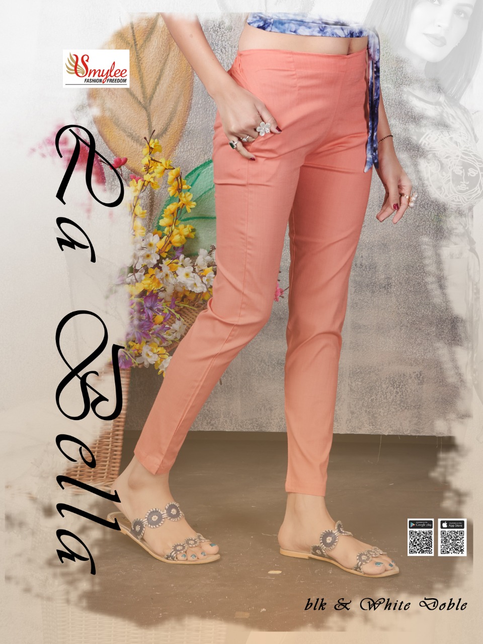 Smylee Fashion La Bella Heavy Starchable Slub Fabric Readymade Colourful Pant Collection Wholesale Dealer Surat