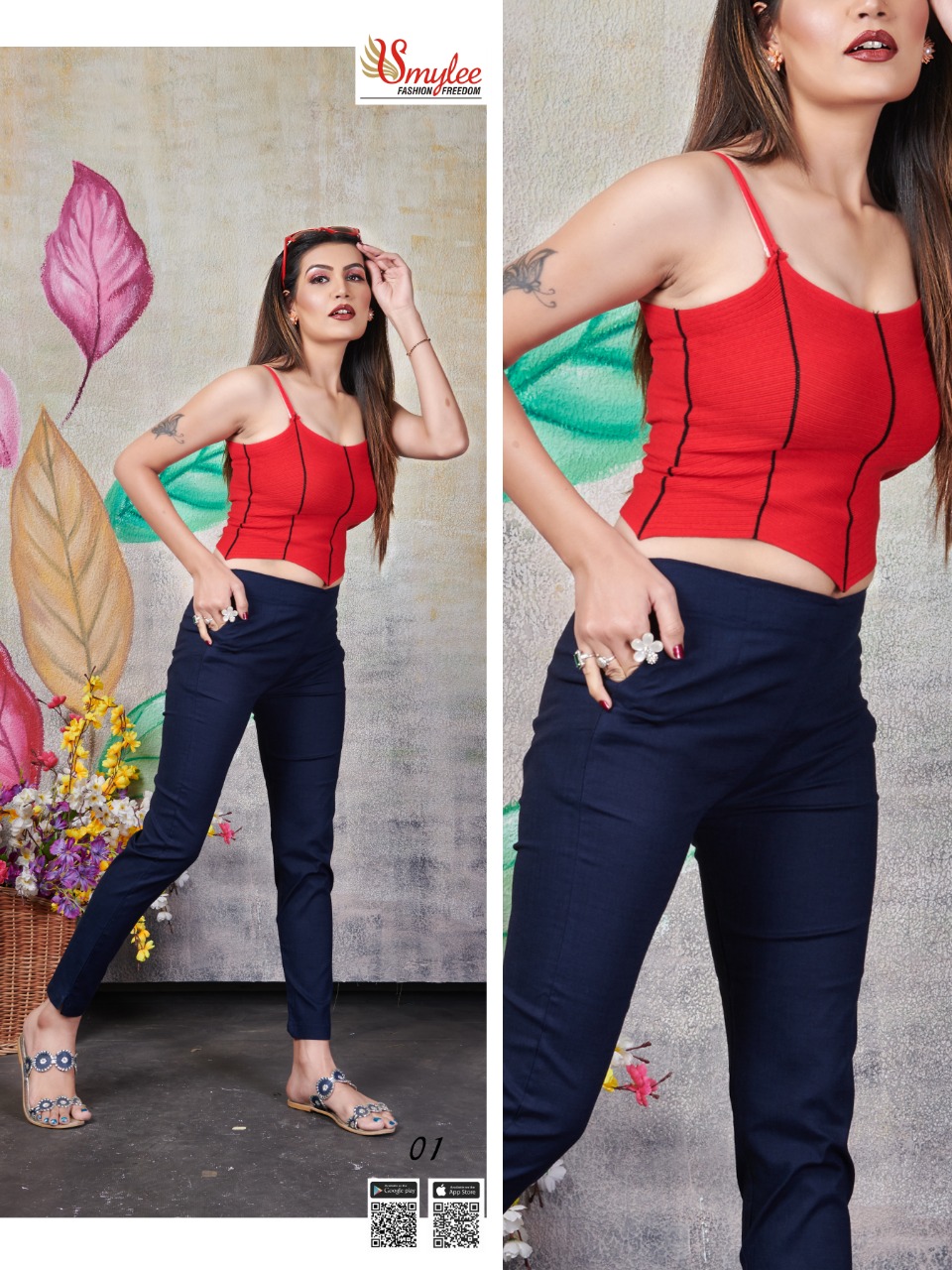 Smylee Fashion La Bella Heavy Starchable Slub Fabric Readymade Colourful Pant Collection Wholesale Dealer Surat