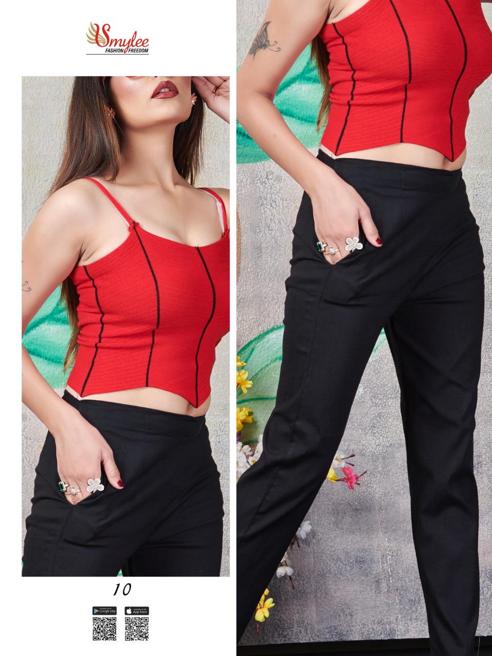 Smylee Fashion La Bella Heavy Starchable Slub Fabric Readymade Colourful Pant Collection Wholesale Dealer Surat