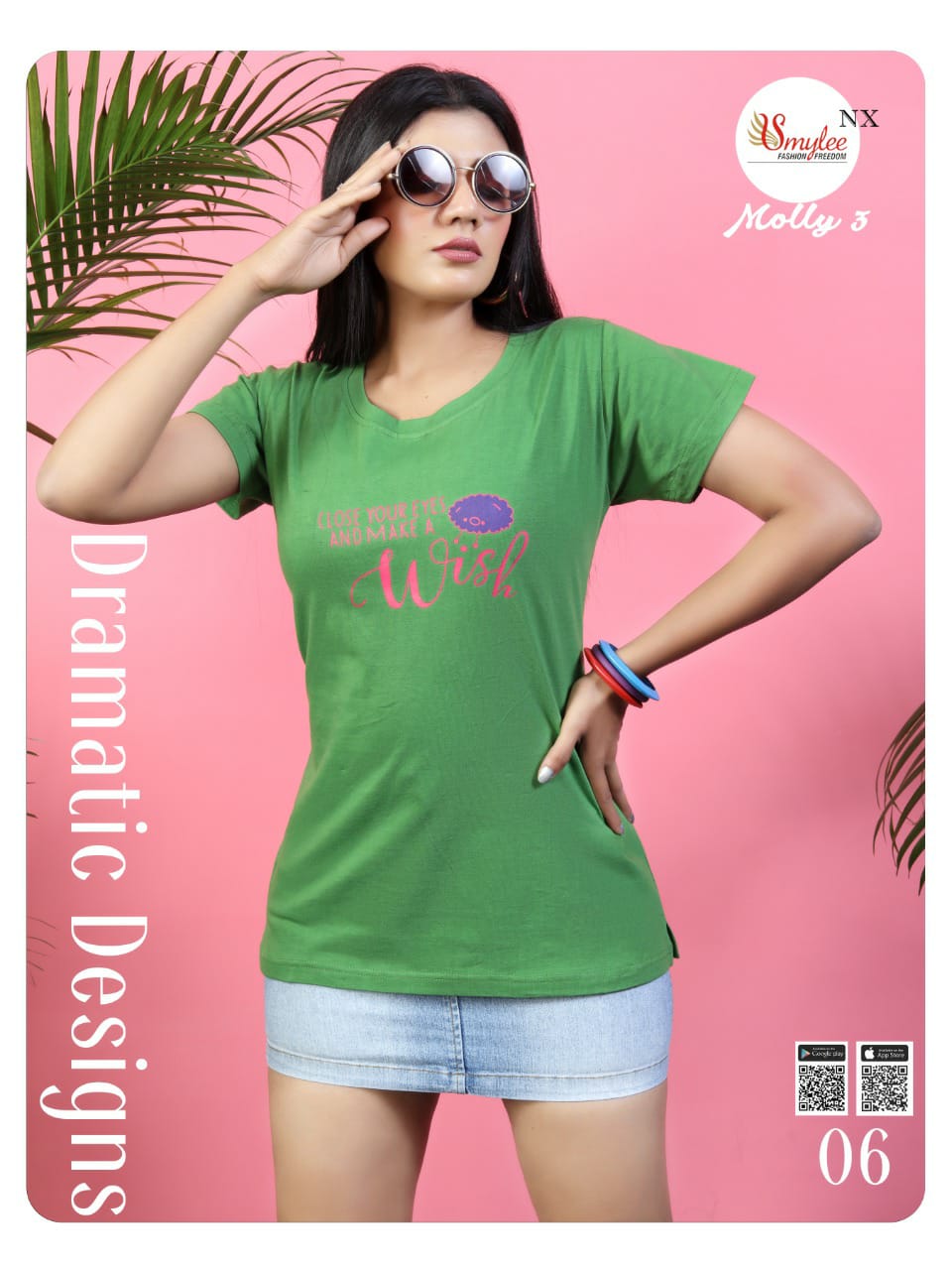 Smylee Fashion Molly Vol 3 24 Count Sinker Hosiery With Print Readymade Readymade Short Top Wholesale Dealer Surat