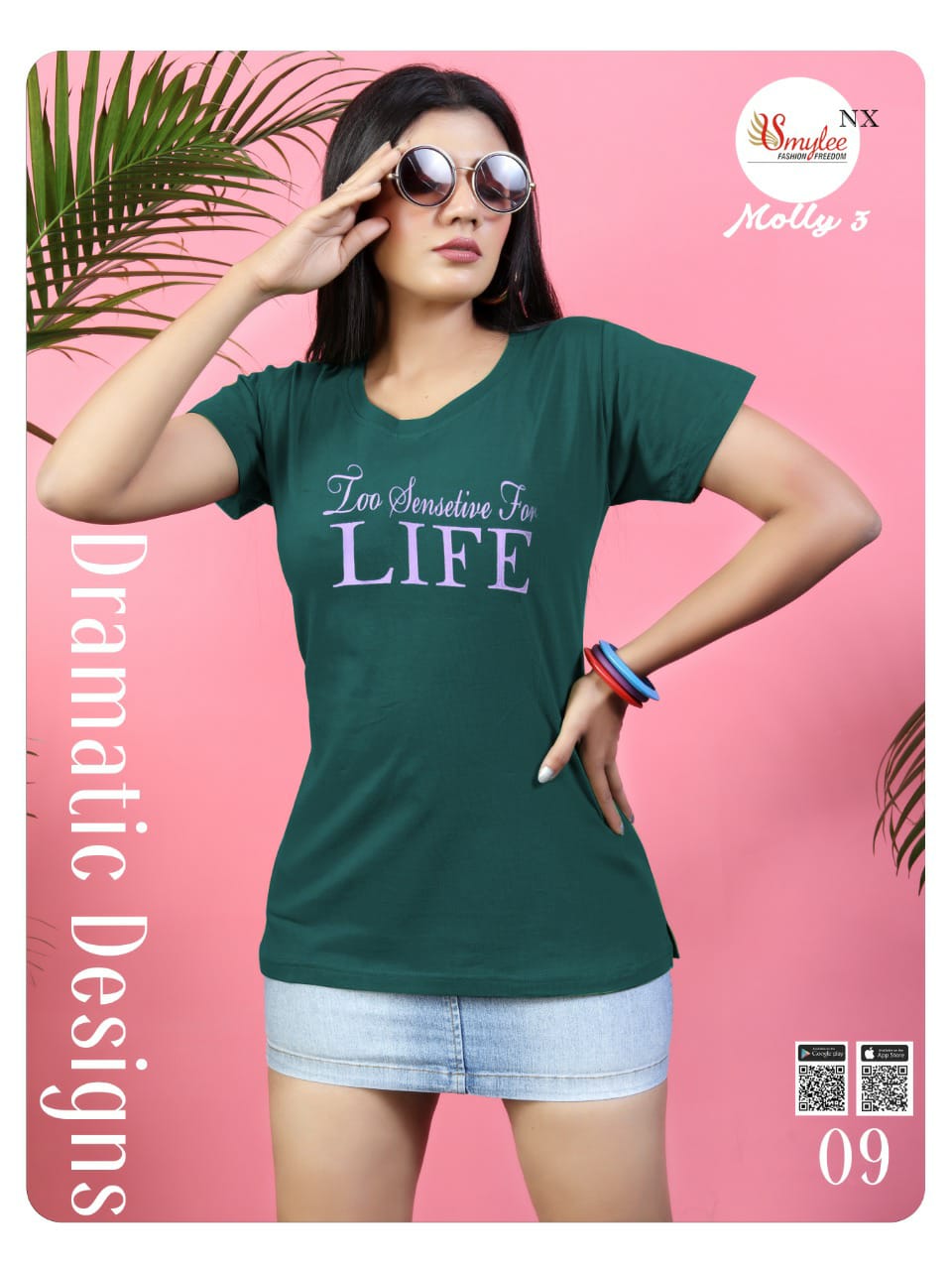 Smylee Fashion Molly Vol 3 24 Count Sinker Hosiery With Print Readymade Readymade Short Top Wholesale Dealer Surat
