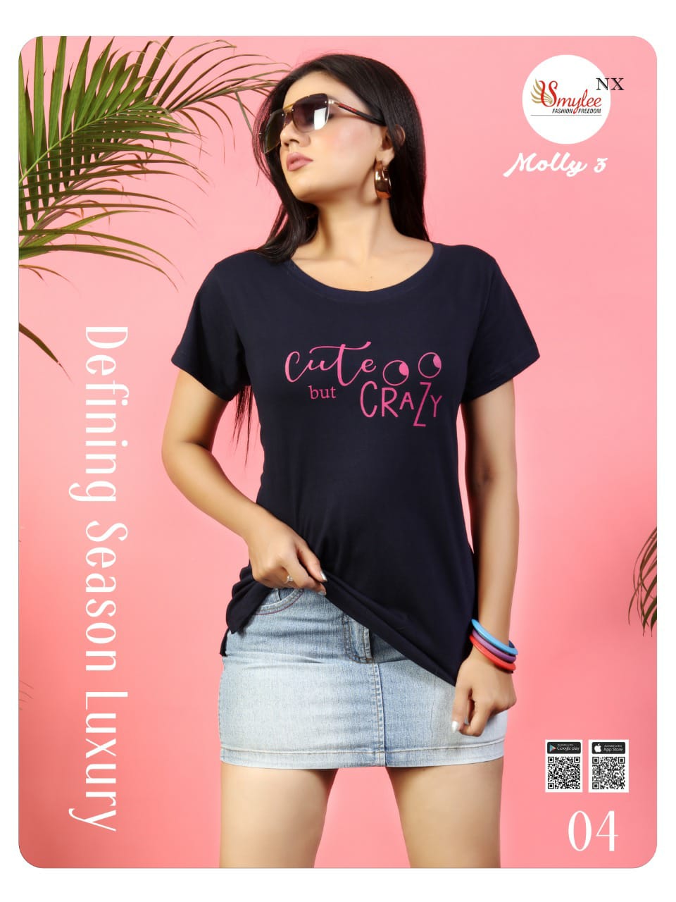Smylee Fashion Molly Vol 3 24 Count Sinker Hosiery With Print Readymade Readymade Short Top Wholesale Dealer Surat