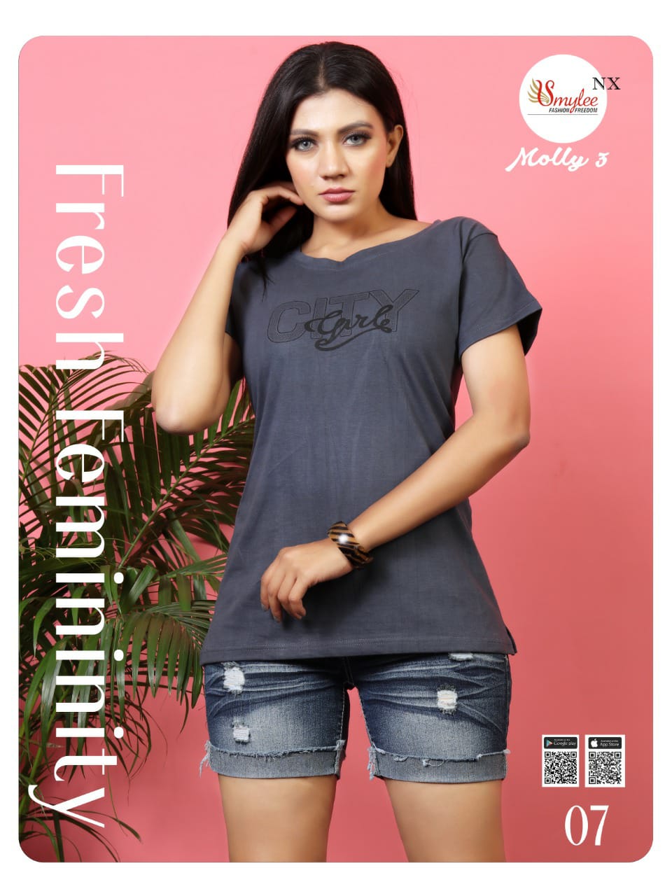 Smylee Fashion Molly Vol 3 24 Count Sinker Hosiery With Print Readymade Readymade Short Top Wholesale Dealer Surat