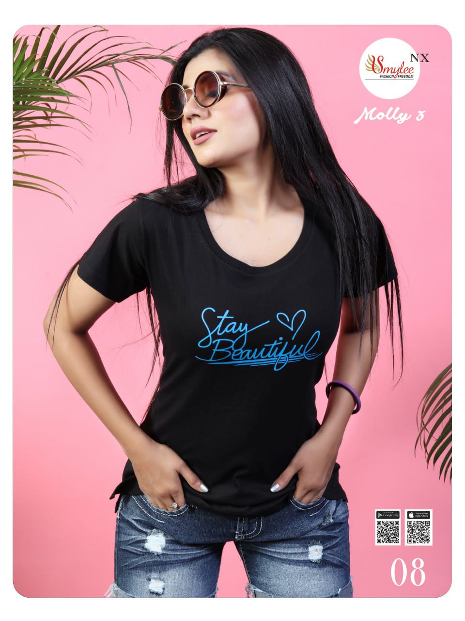 Smylee Fashion Molly Vol 3 24 Count Sinker Hosiery With Print Readymade Readymade Short Top Wholesale Dealer Surat
