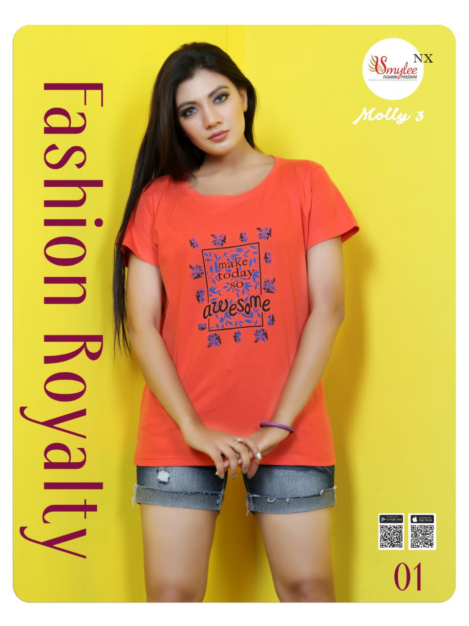 Smylee Fashion Molly Vol 3 24 Count Sinker Hosiery With Print Readymade Readymade Short Top Wholesale Dealer Surat