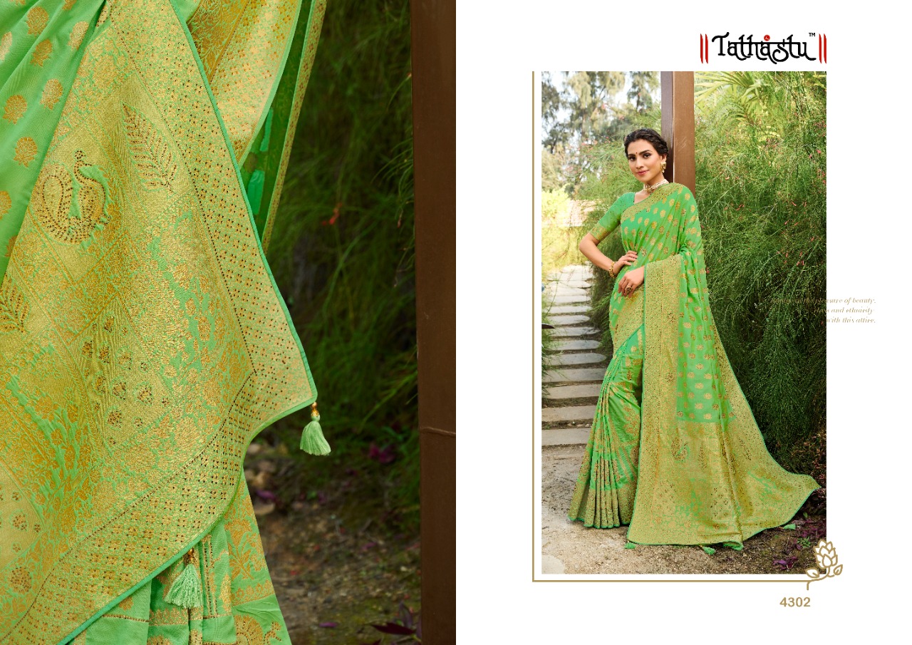 Tathastu 4300 Series Silk Fabric Fancy Party Wear Saree