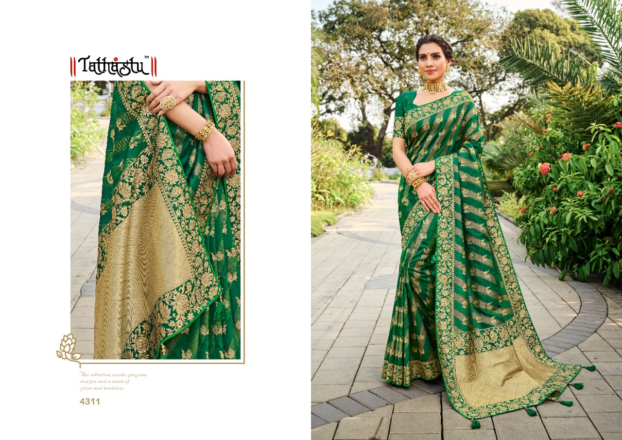 Tathastu 4300 Series Silk Fabric Fancy Party Wear Saree