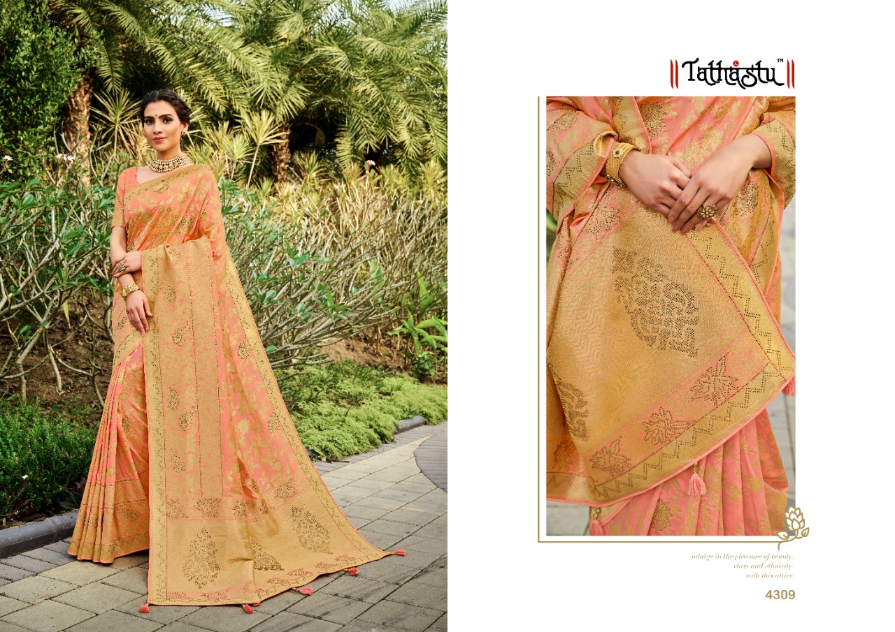 Tathastu 4300 Series Silk Fabric Fancy Party Wear Saree