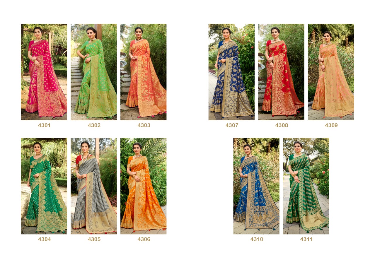 Tathastu 4300 Series Silk Fabric Fancy Party Wear Saree