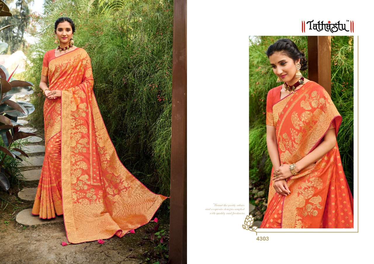Tathastu 4300 Series Silk Fabric Fancy Party Wear Saree