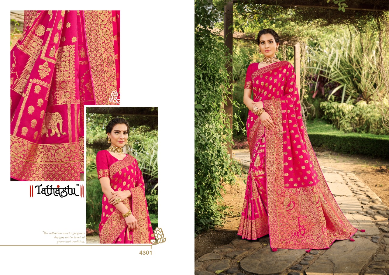 Tathastu 4300 Series Silk Fabric Fancy Party Wear Saree