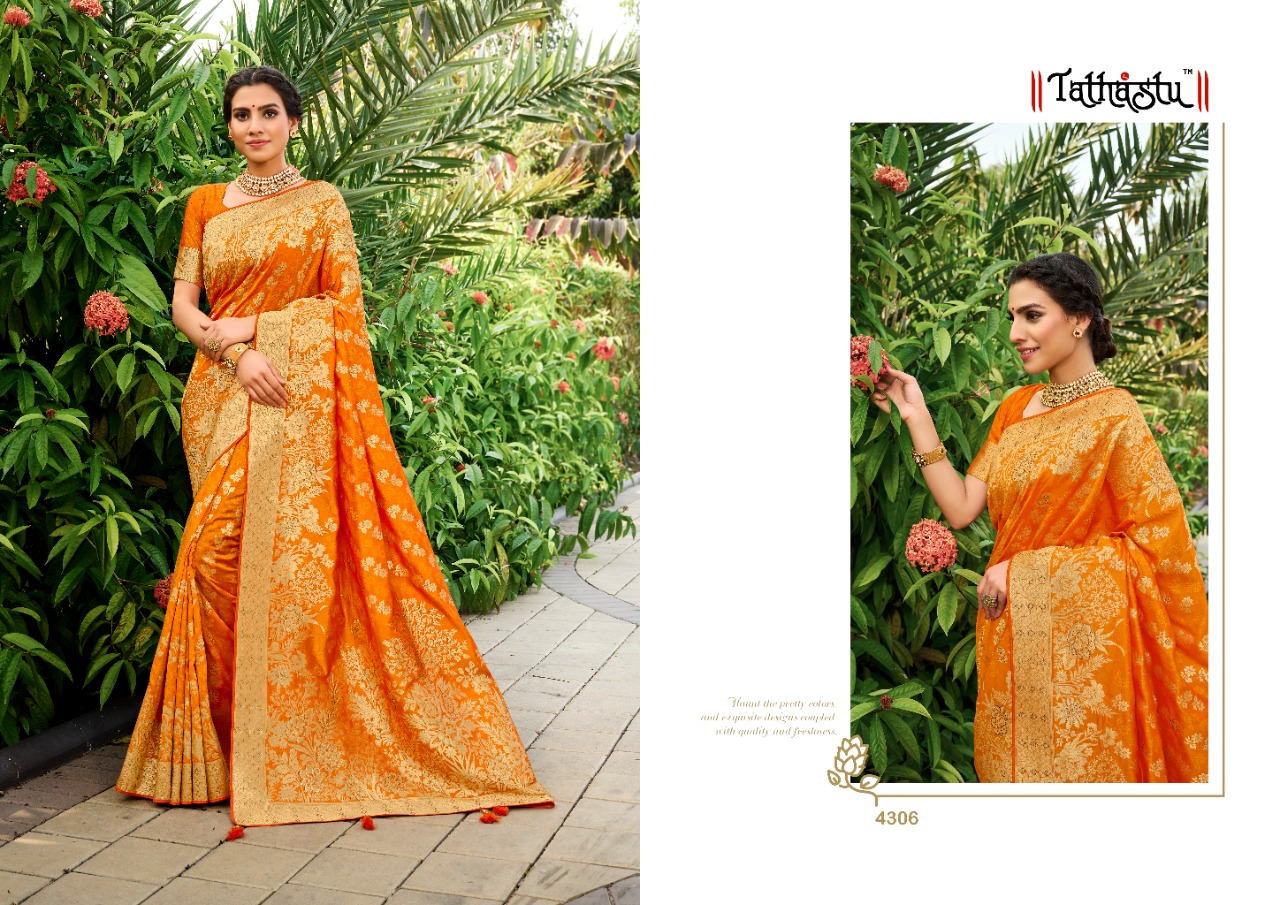 Tathastu 4300 Series Silk Fabric Fancy Party Wear Saree