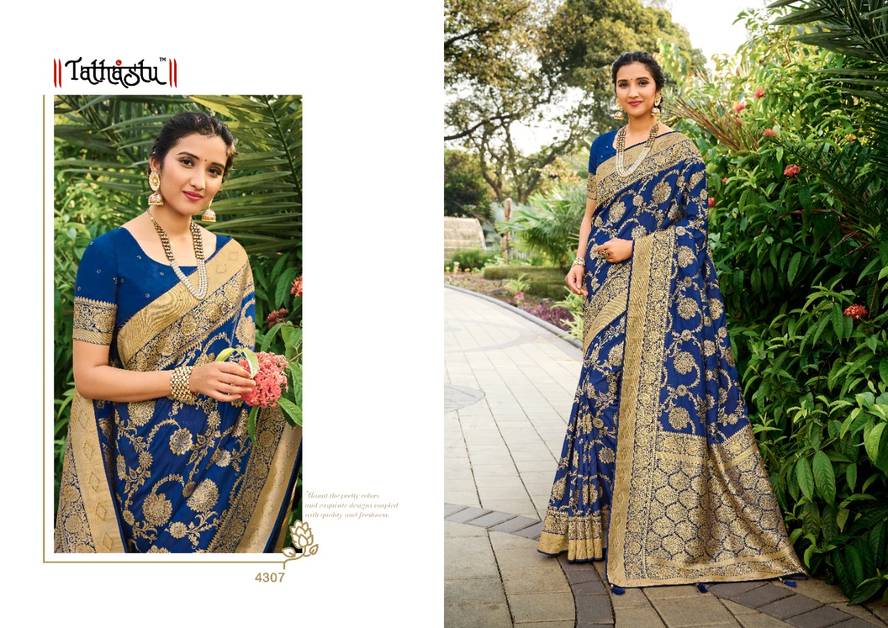 Tathastu 4300 Series Silk Fabric Fancy Party Wear Saree