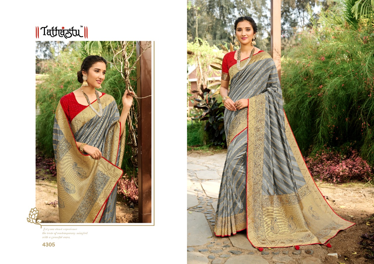 Tathastu 4300 Series Silk Fabric Fancy Party Wear Saree