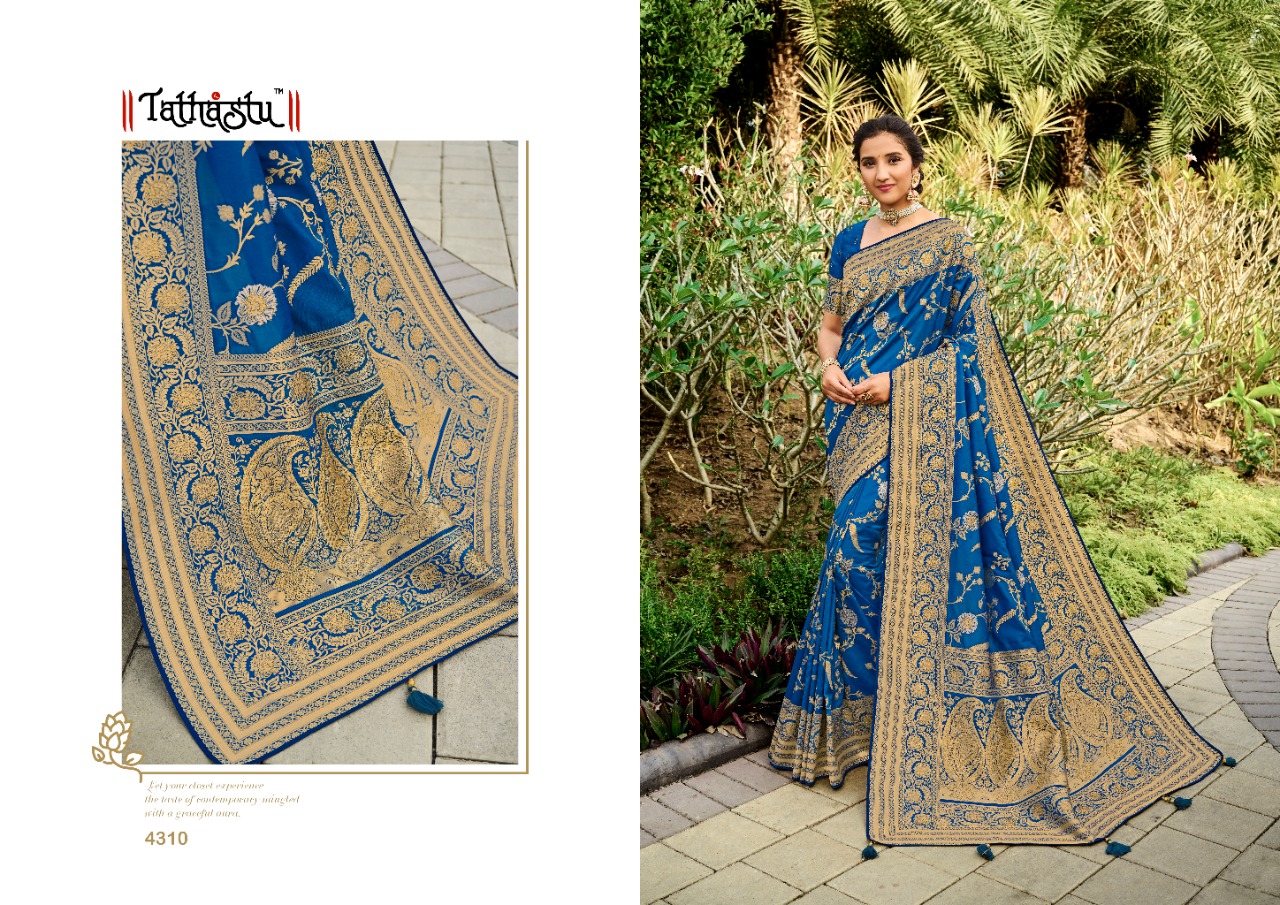 Tathastu 4300 Series Silk Fabric Fancy Party Wear Saree