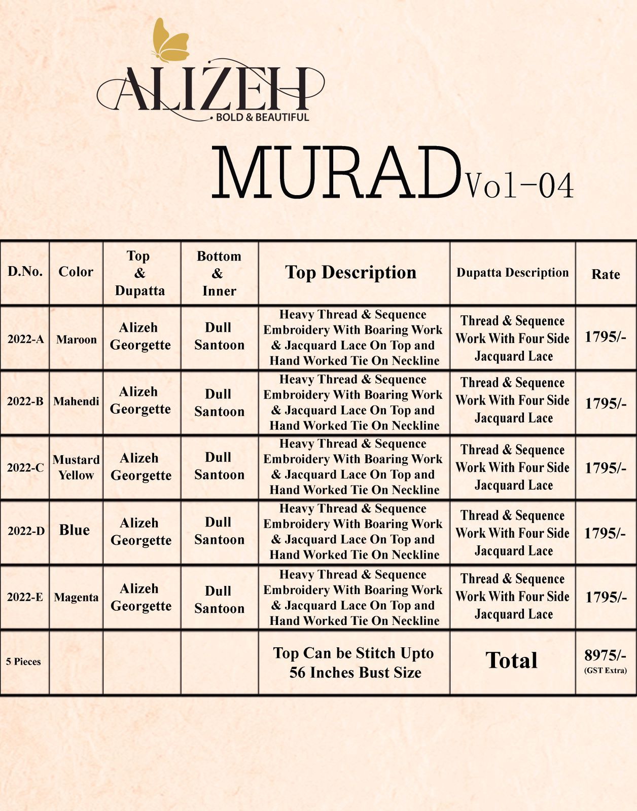 Alizeh Murad Vol 4 Georgette Suit Best Online Wholesaler Surat