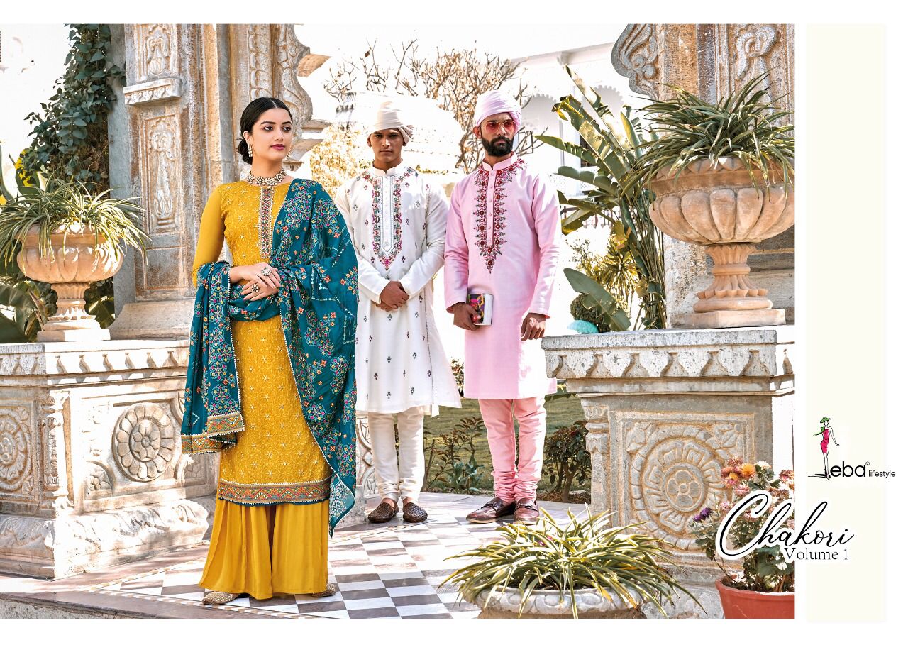 Eba Lifestyle Chakori Vol 1 Heavy Chinon Dress Material Salwar Suit Wholesaler Surat