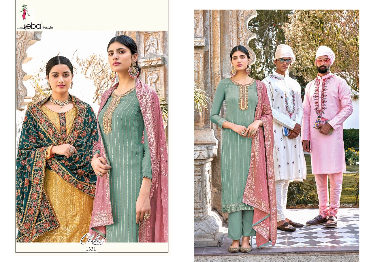 Eba Lifestyle Chakori Vol 1 Heavy Chinon Dress Material Salwar Suit Wholesaler Surat