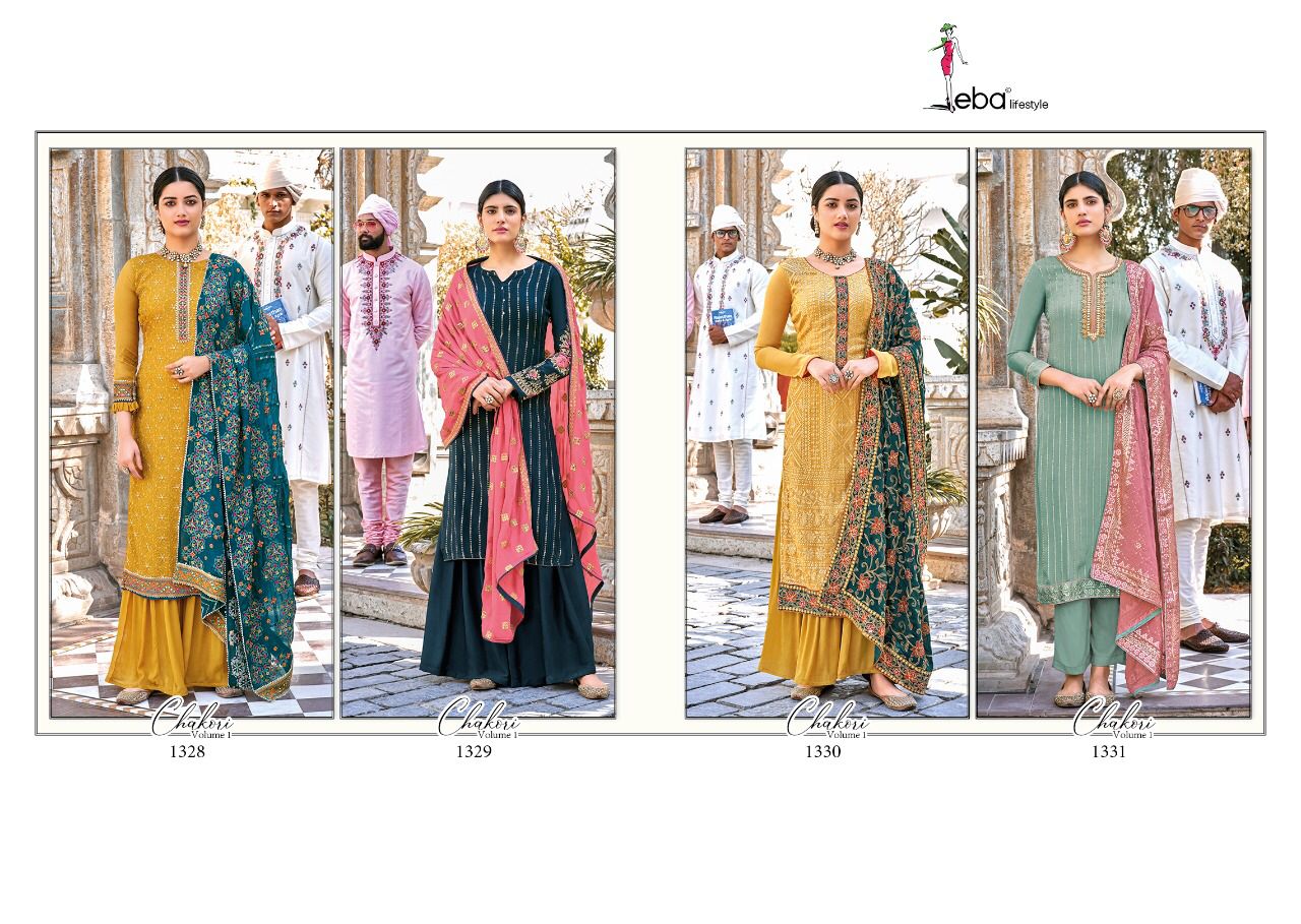 Eba Lifestyle Chakori Vol 1 Heavy Chinon Dress Material Salwar Suit Wholesaler Surat