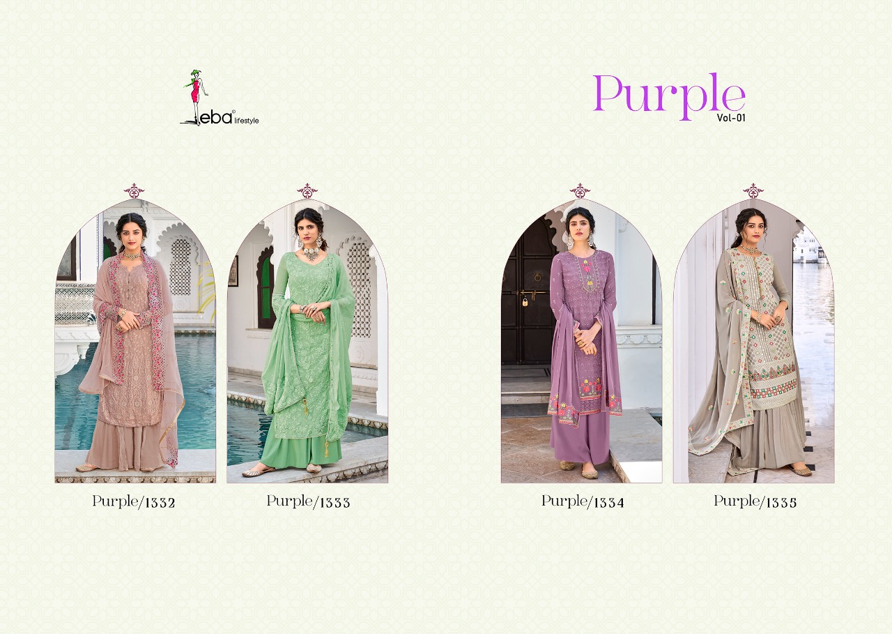 Eba Lifestyle Purple Vol 1 Faux Georgette Salwar Suit Online Wholesaler Surat