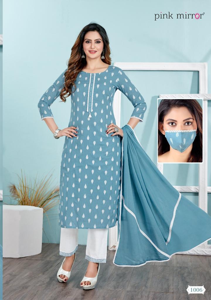 Pink Mirror Essence Cotton Readymade Kurtis Online Wholesaler Surat