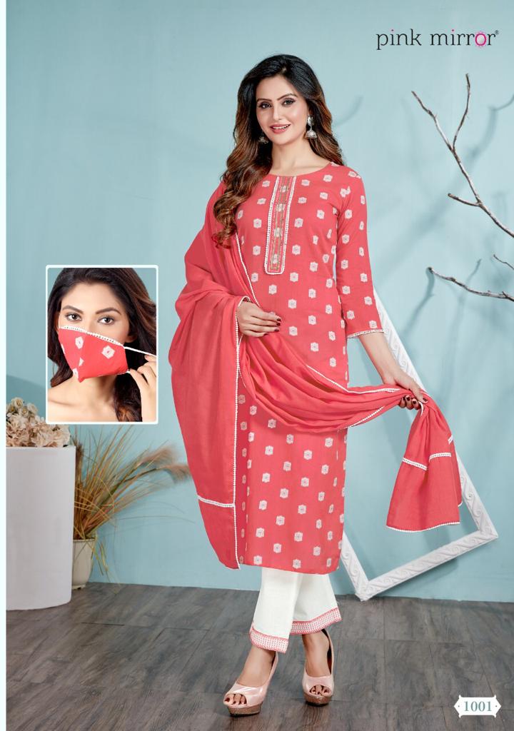 Pink Mirror Essence Cotton Readymade Kurtis Online Wholesaler Surat