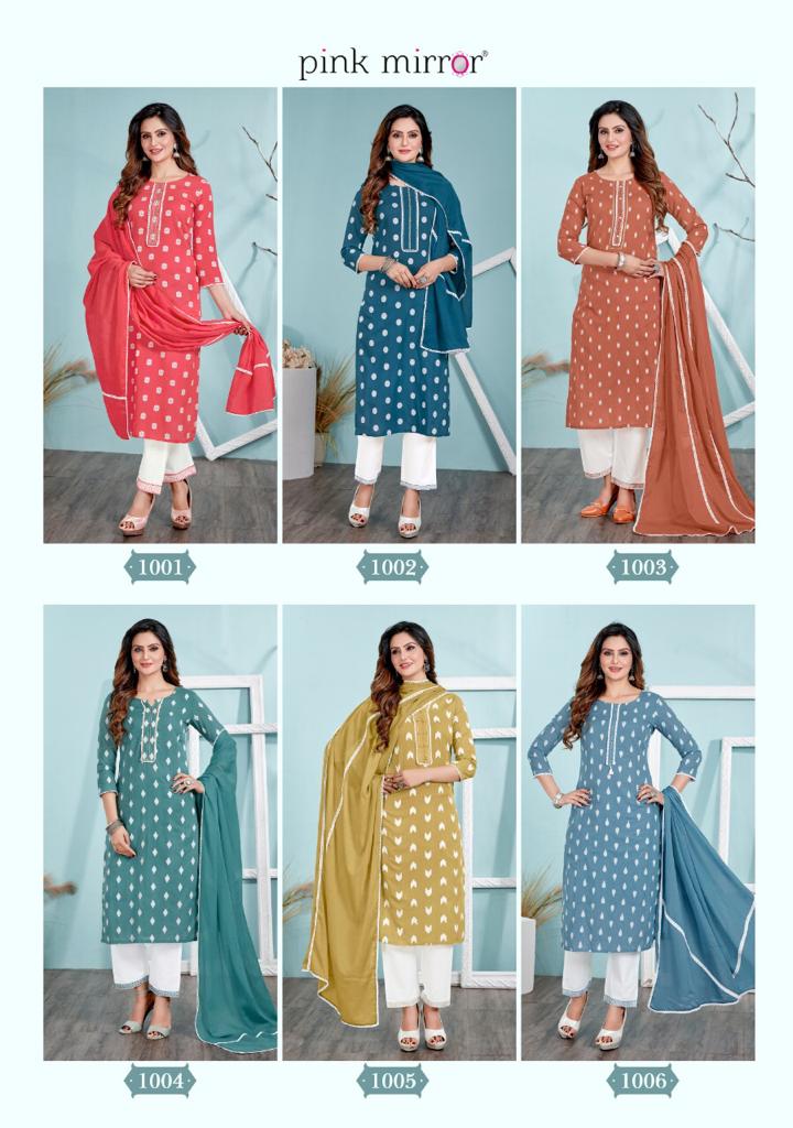 Pink Mirror Essence Cotton Readymade Kurtis Online Wholesaler Surat