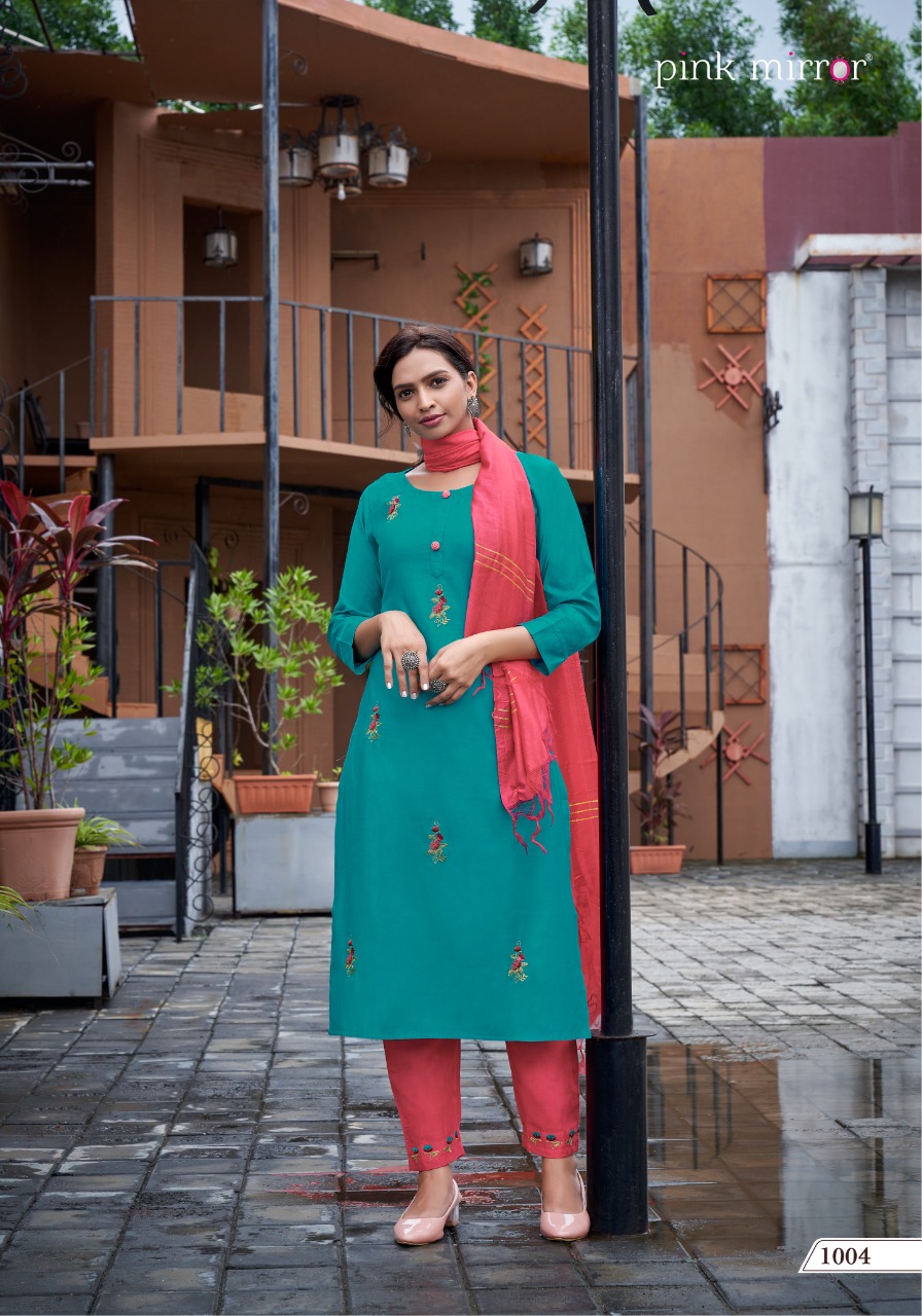Pink Mirror Treasures Readymade Viscose Kurtis Online Wholesaler Surat
