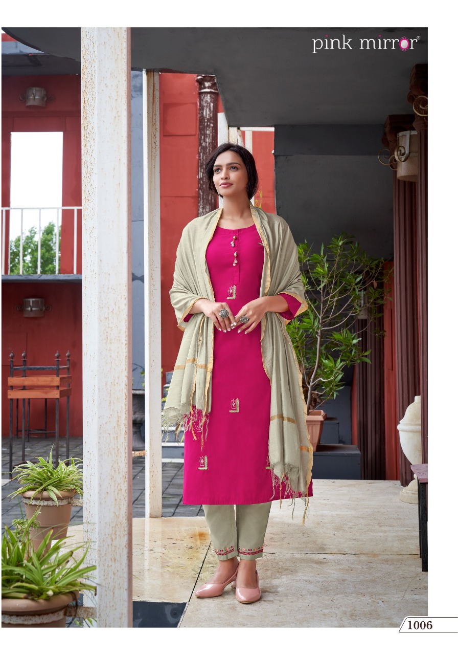 Pink Mirror Treasures Readymade Viscose Kurtis Online Wholesaler Surat