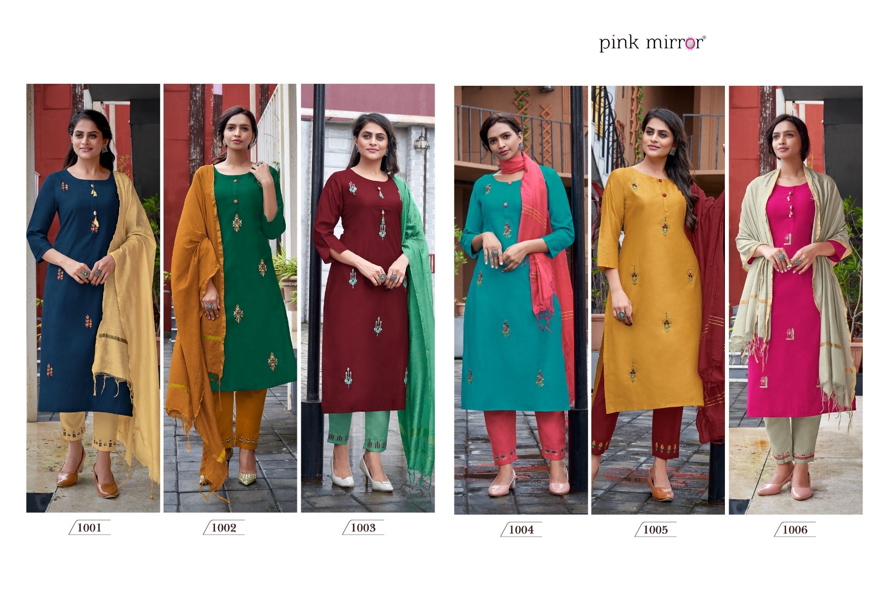Pink Mirror Treasures Readymade Viscose Kurtis Online Wholesaler Surat