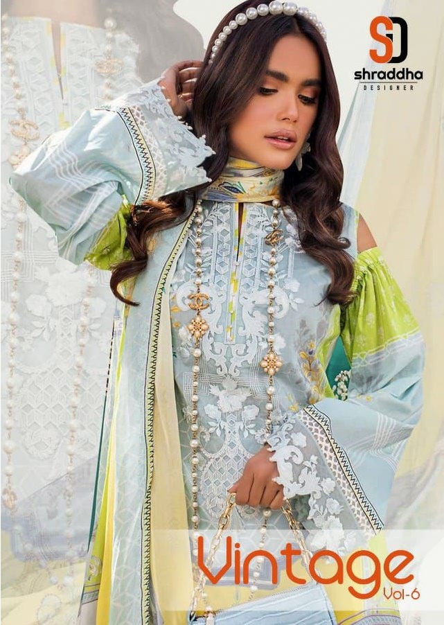 Shraddha Designer Vintage Vol 6 Lawn Cotton Print Pakistani Salwar Suits Wholesaler Surat