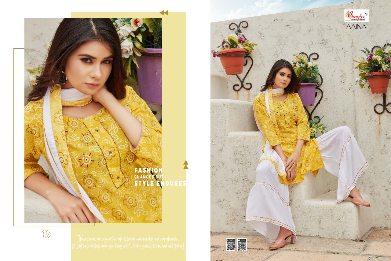 Smylee Fashion Aaina Rayon Print Readymade Kurti Wholesaler Dealer Surat