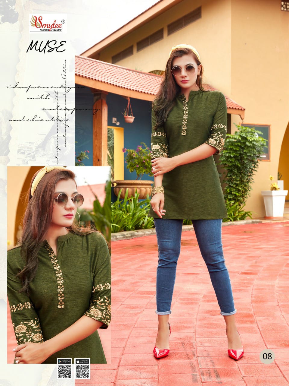 Smylee Fashion Muse Readymade Rayon Short Kurti Online Wholesaler Surat
