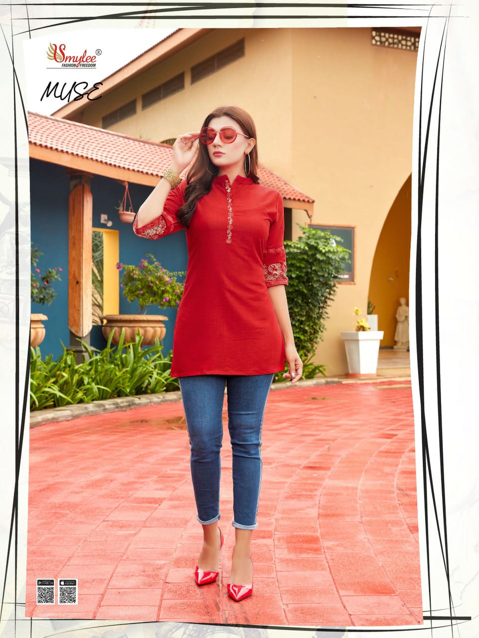 Smylee Fashion Muse Readymade Rayon Short Kurti Online Wholesaler Surat