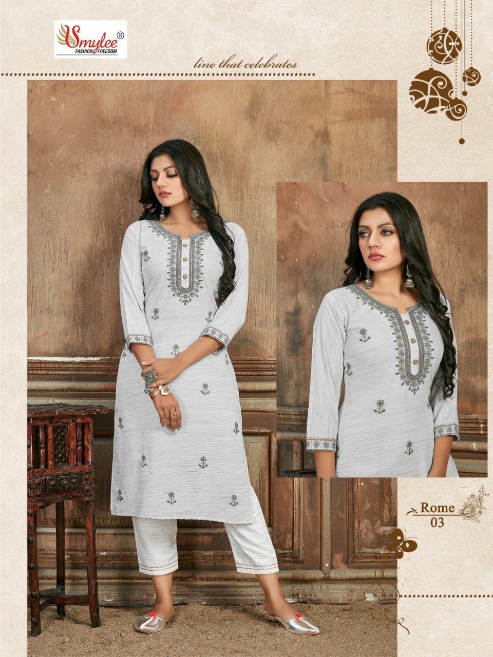 Smylee Fashion Rome Wiving Line Rayon Kurtis Wholesaler Surat