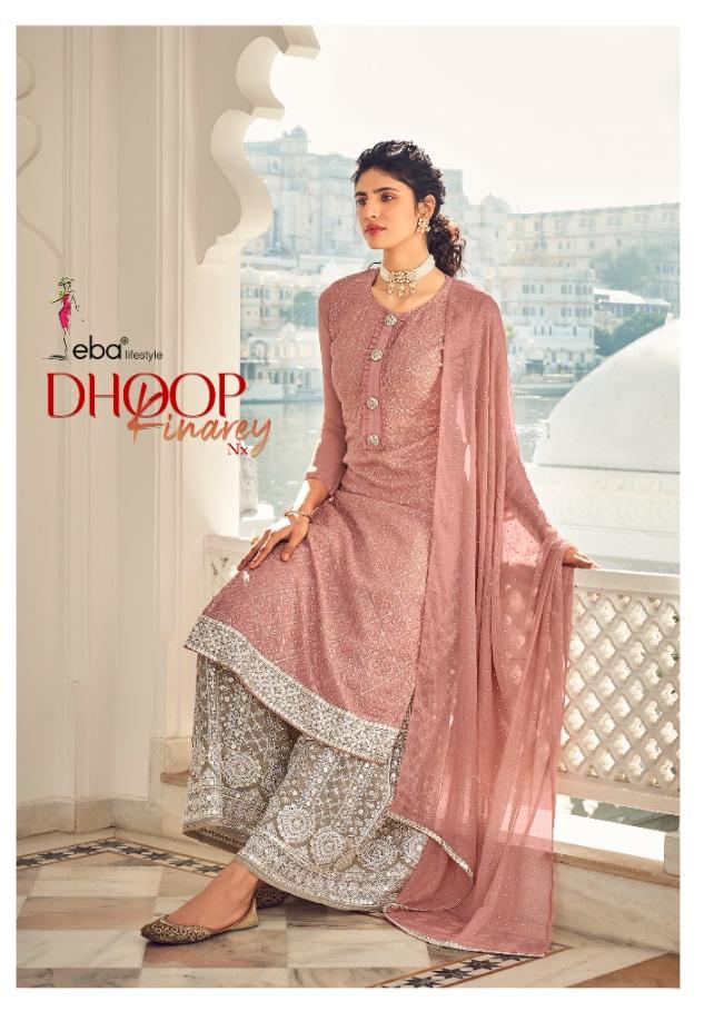 Eba Lifestyle Dhoop Kinareynx  Georgette Embroidery Suit Best Rate Wholesaler Surat